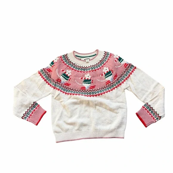 Mini Boden Fair Isle Skiing Mice Sweater Sz 6/7 - Picture 1 of 7